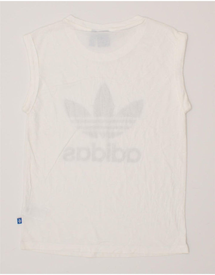 ADIDAS Womens Graphic Vest Top UK 6 XS White Cotton Vintage Adidas and Second-Hand Adidas from Messina Hembry 