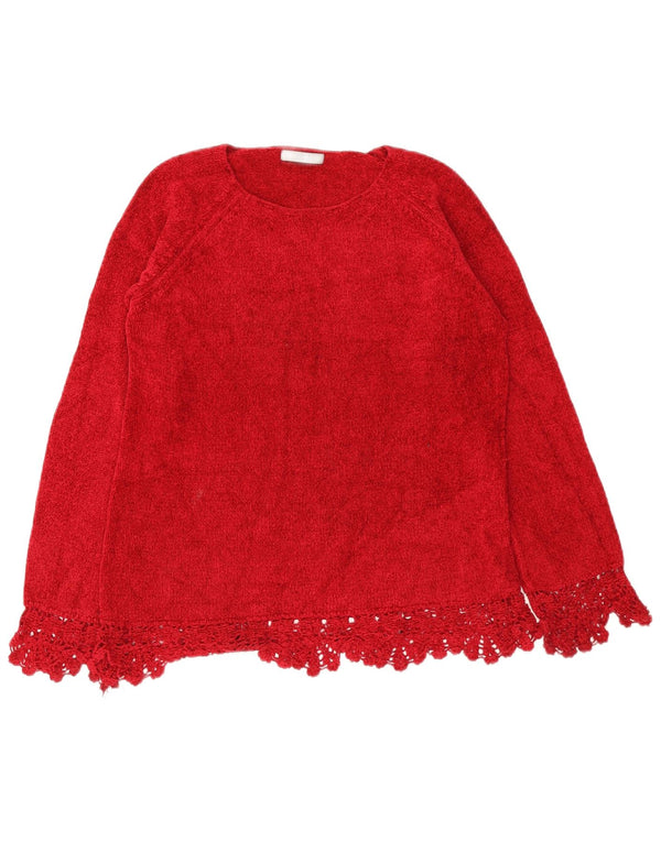 Suéter feminino Marks & Spencer com gola redonda Reino Unido 14 viscose vermelha média