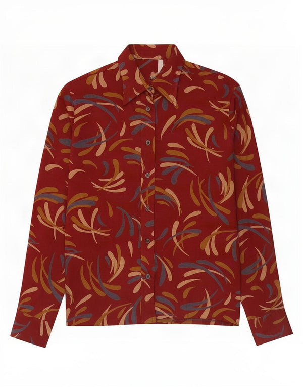 Camisa feminina vintage com padrão abstrato IT 48 XL vermelho acrílico