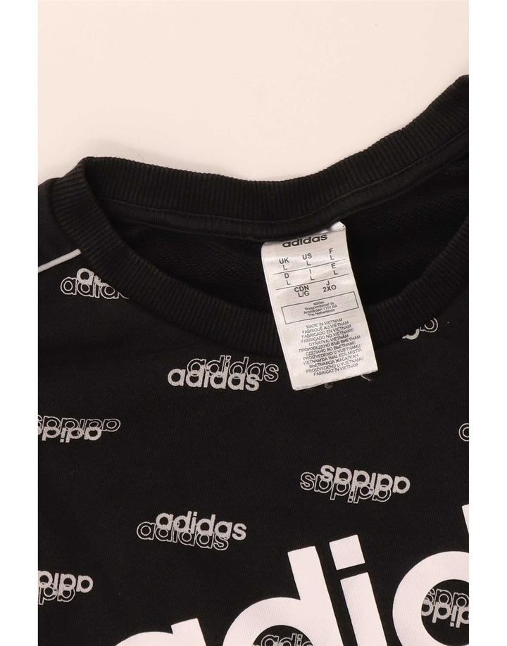Adidas Mens Graphic Moletom Jumper Grande Algodão Preto