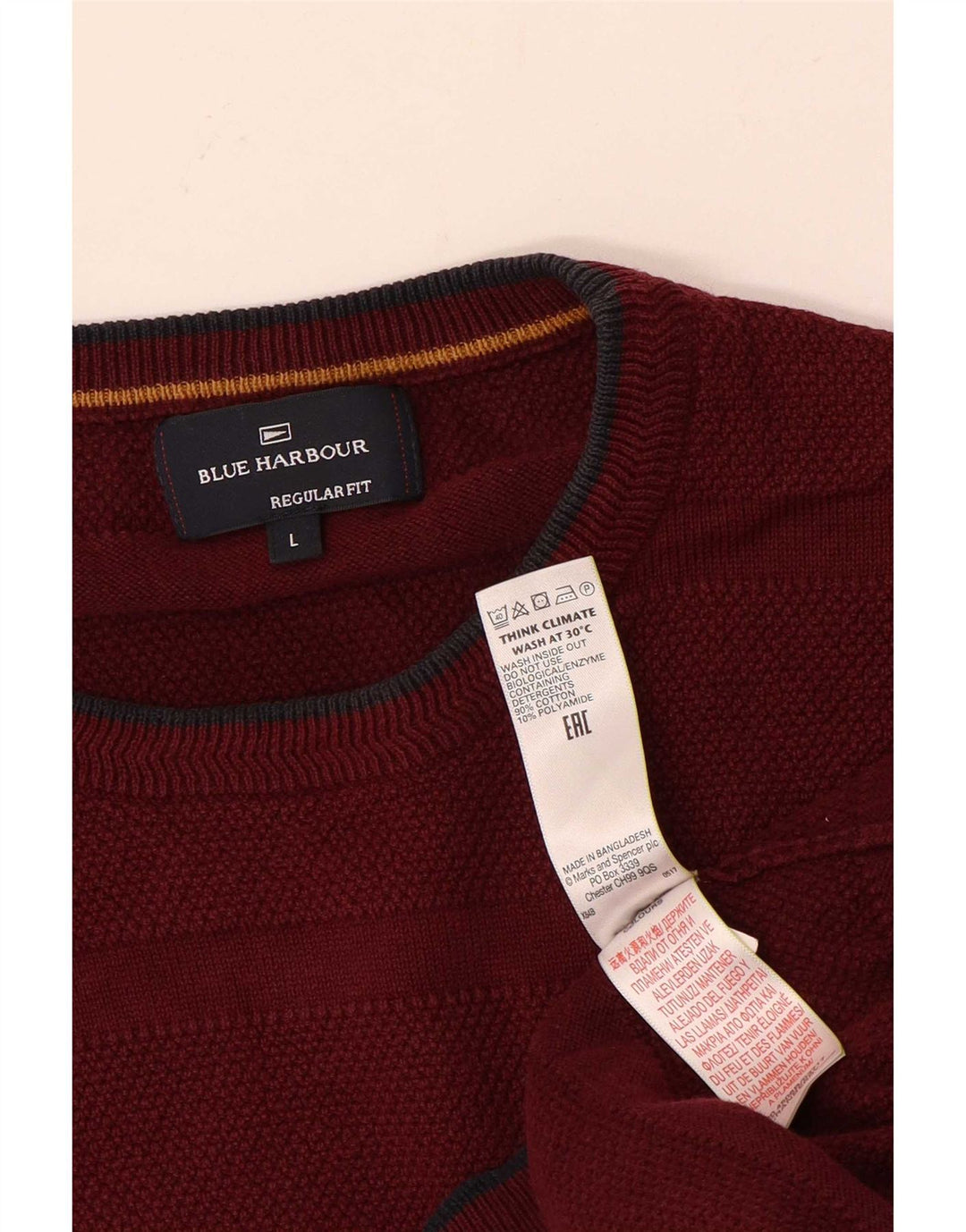 Suéter masculino Marks & Spencer Blue Harbor com gola redonda grande marrom