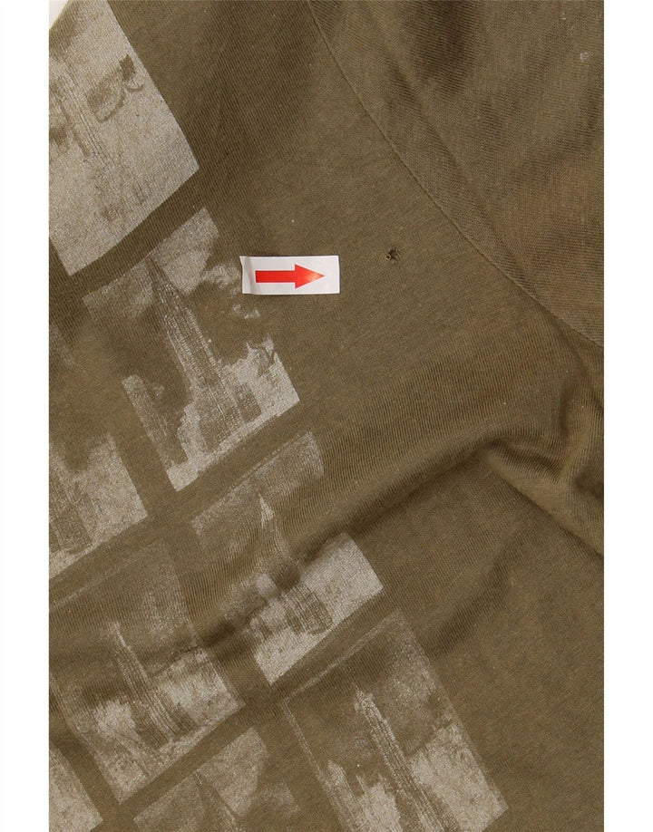 Camiseta masculina CALVIN KLEIN JEANS com estampa gráfica de algodão cáqui médio