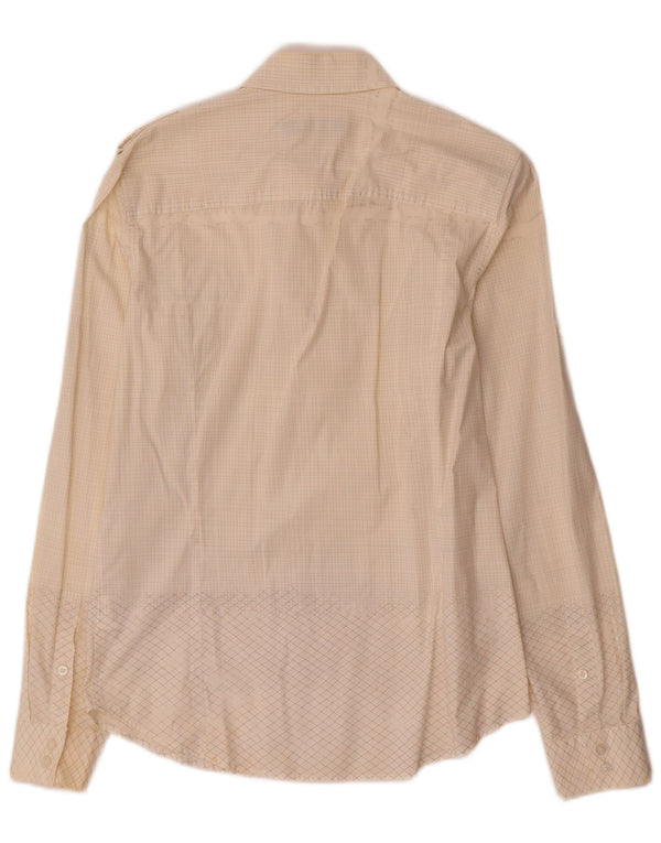 Camisa masculina Calvin Klein Jeans média off white xadrez algodão