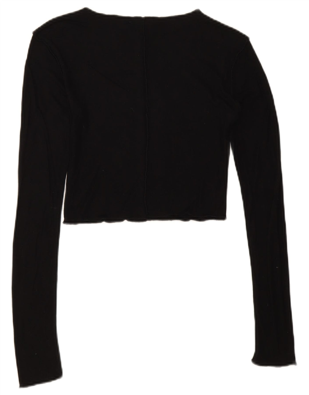 Zara Womens Crop Top Manga Longa Reino Unido 8 Pequeno Preto