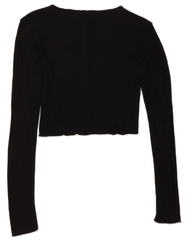 Zara Womens Crop Top Manga Longa Reino Unido 8 Pequeno Preto