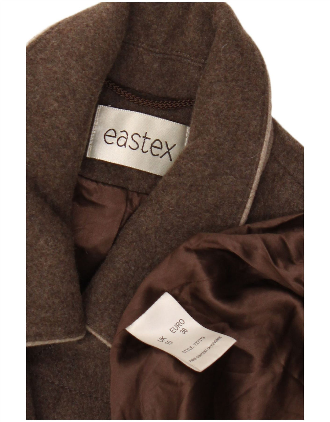Casaco Duffle Feminino Eastex Reino Unido 10 Lã Marrom Pequena