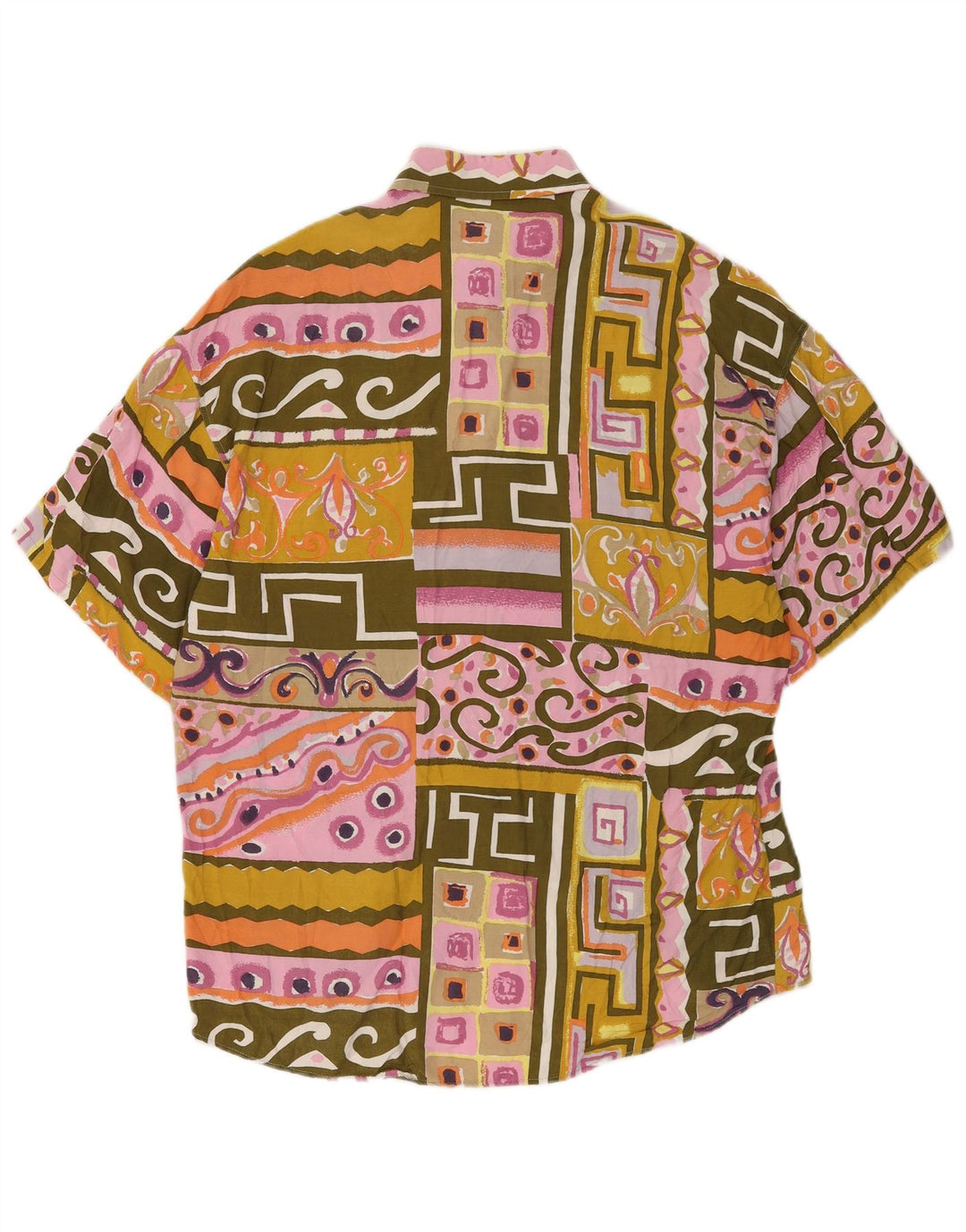 Camisa masculina vintage de manga curta grande viscose multicolorida