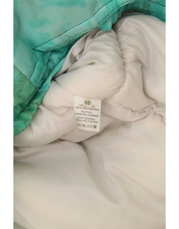 Jaqueta acolchoada superdimensionada feminina vintage IT 42 poliamida tie dye verde médio
