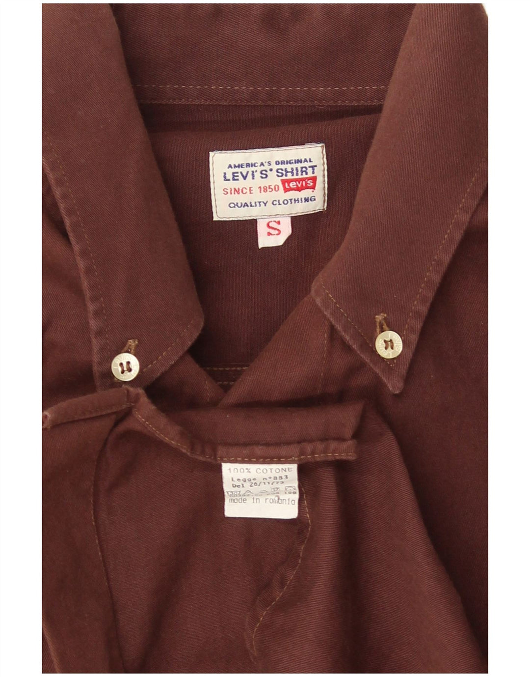 Camisa masculina Levi's pequena de algodão marrom