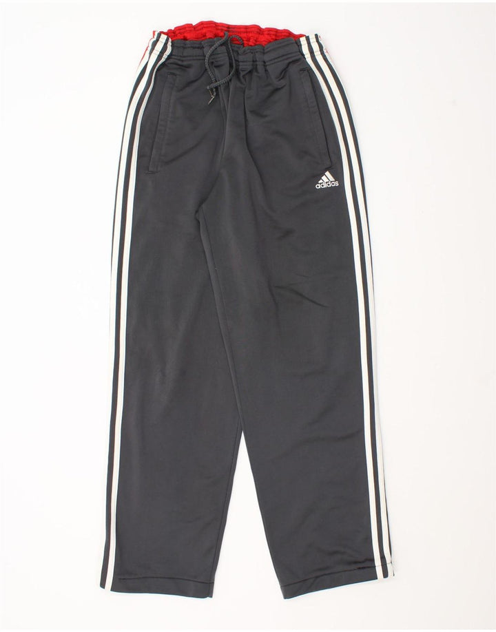 Calça de treino masculina Adidas UK 42/44 grande cinza colorblock poliéster
