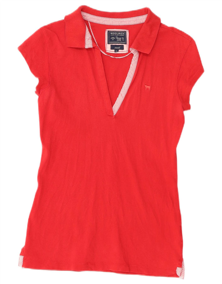 Camisa polo feminina Woolrich Stretch UK 14 grande algodão vermelho