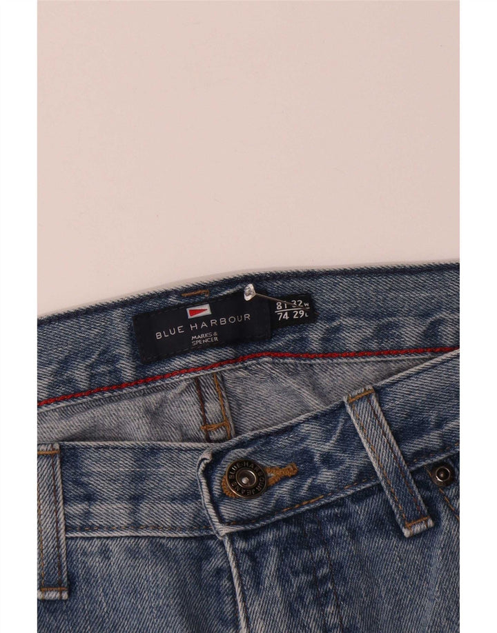 Calça jeans reta masculina Marks & Spencer Blue Harbor W32 L29 algodão