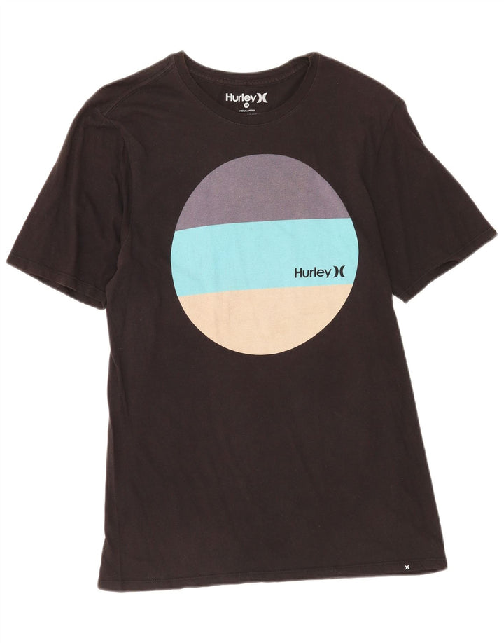 Camiseta gráfica masculina Hurley Top médio algodão preto