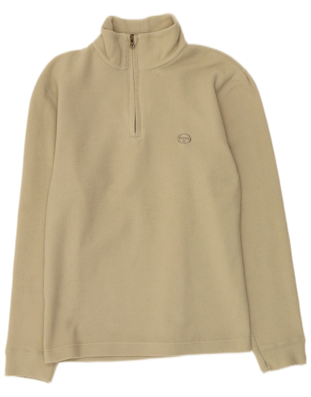 Suéter de lã feminino vintage com gola e zíper verde médio