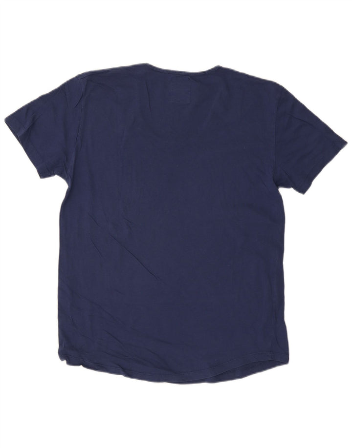 Camiseta feminina ZARA UK 14 grande algodão azul marinho