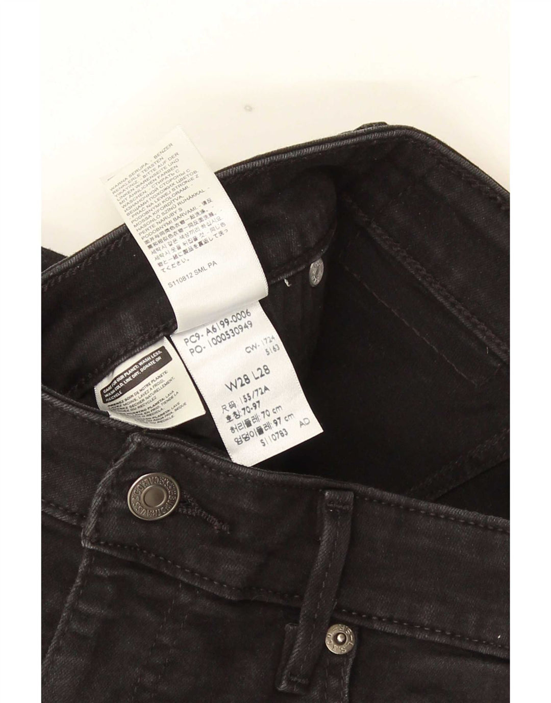 Calça jeans feminina Levi's 712 Slim W28 L28 algodão preto