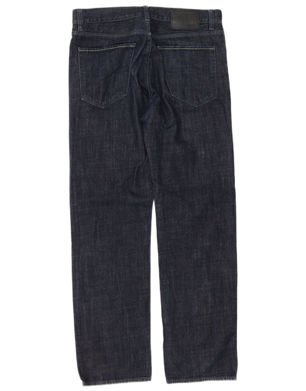 Hugo Boss Mens Straight Jeans W34 L32 Azul Marinho Algodão