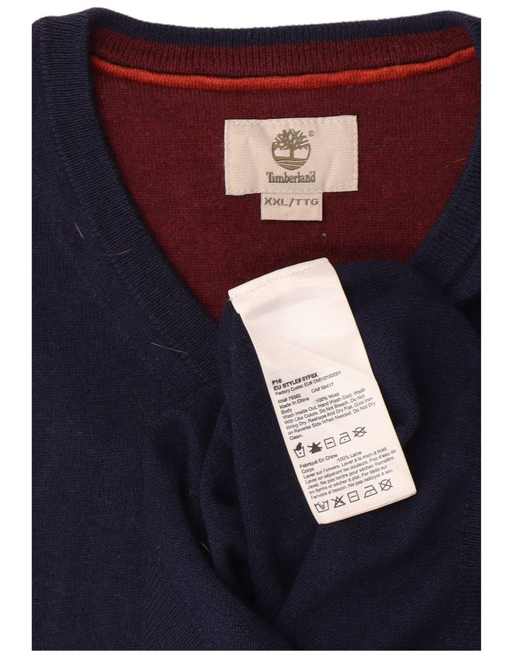Suéter masculino TIMBERLAND com decote em V 2XL lã azul marinho
