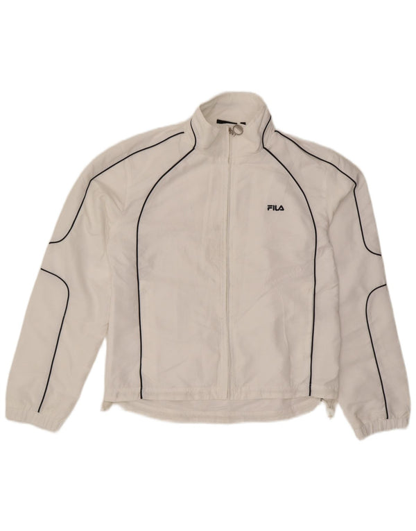 Fila Womens Tracksuit Top Jacket UK 16 Grande Poliéster Branco