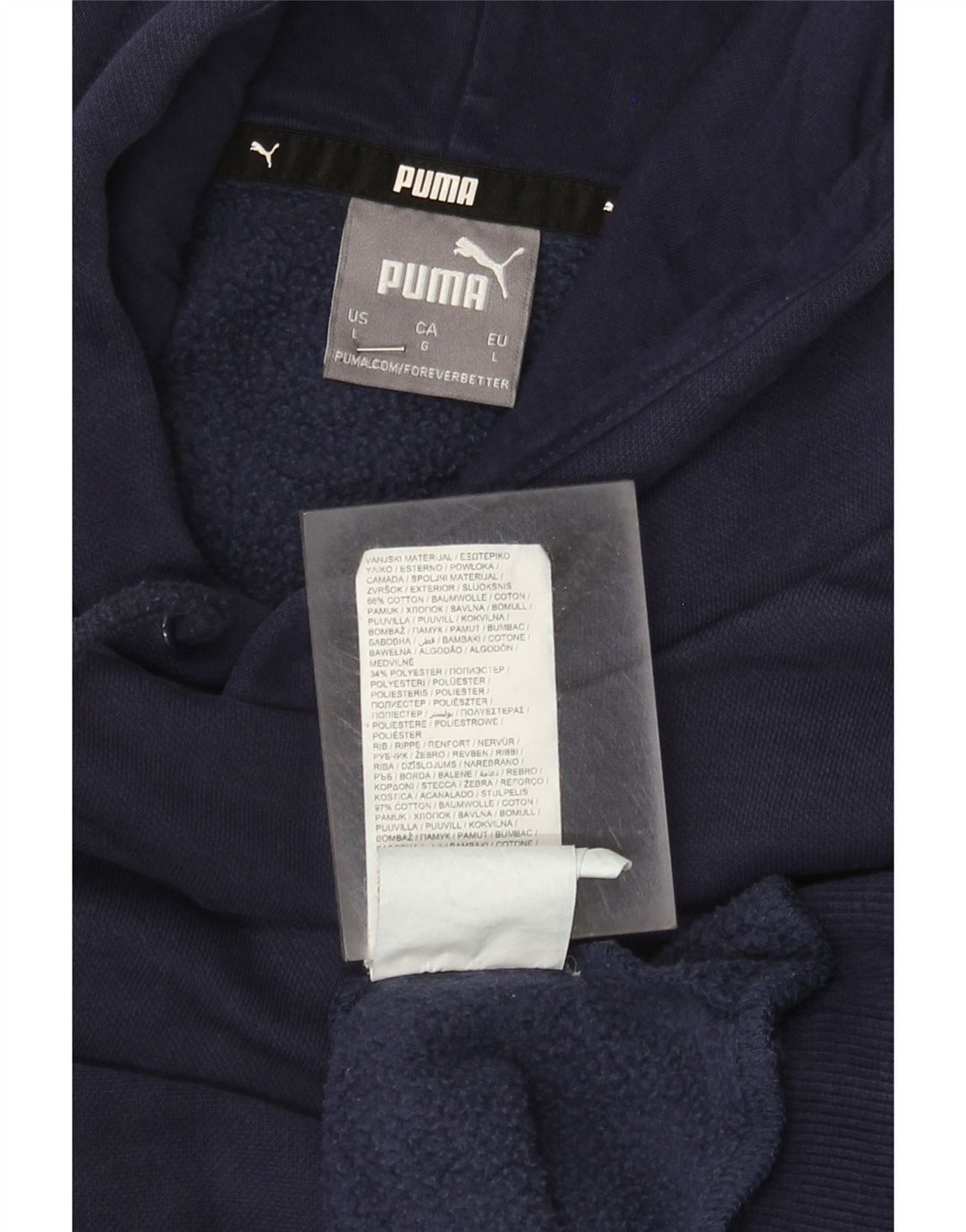 Puma moletom com capuz masculino grande algodão azul marinho