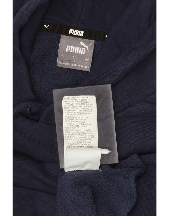 Puma moletom com capuz masculino grande algodão azul marinho