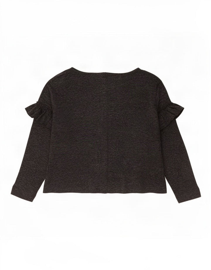 Top feminino Zara manga comprida UK 14 cinza médio