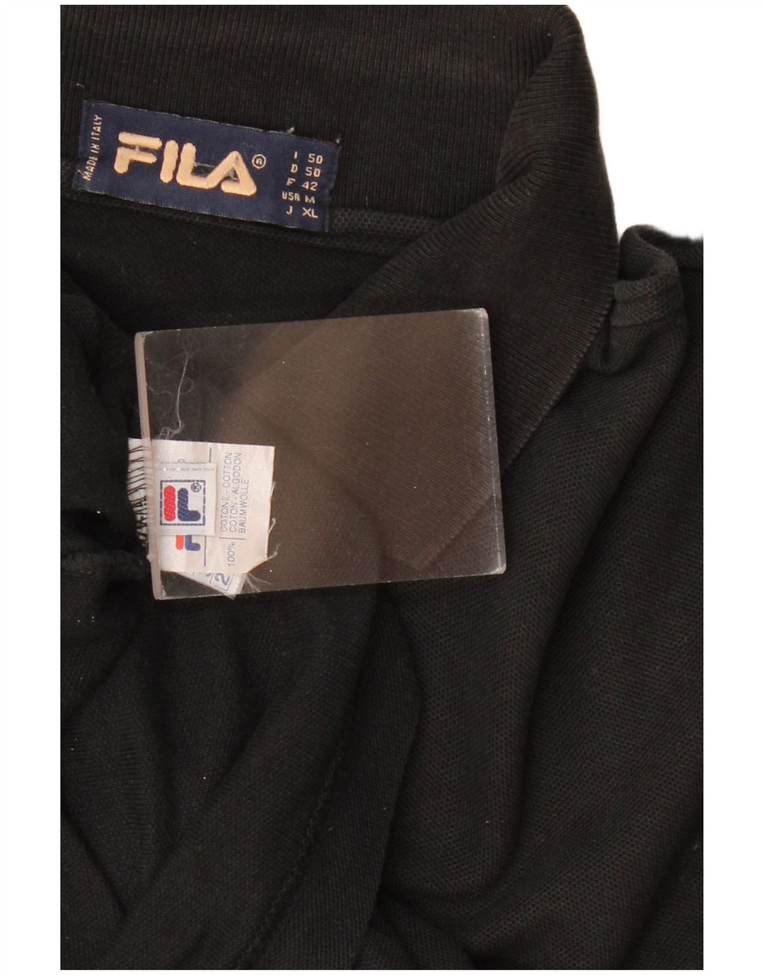 Camisa polo masculina Fila manga comprida IT 50 algodão preto médio
