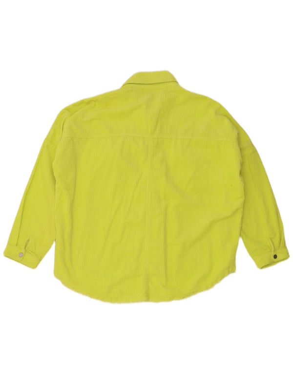 Camisa feminina de veludo cotelê Zara UK 14 médio algodão amarelo