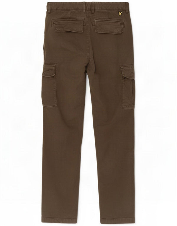 Lyle & Scott Mens Slim Cargo Calças W34 L32 Algodão Marrom