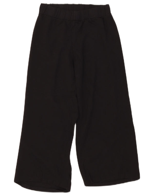 Calça casual feminina Zara com perna larga 13-14 anos W24 L24 preta viscose