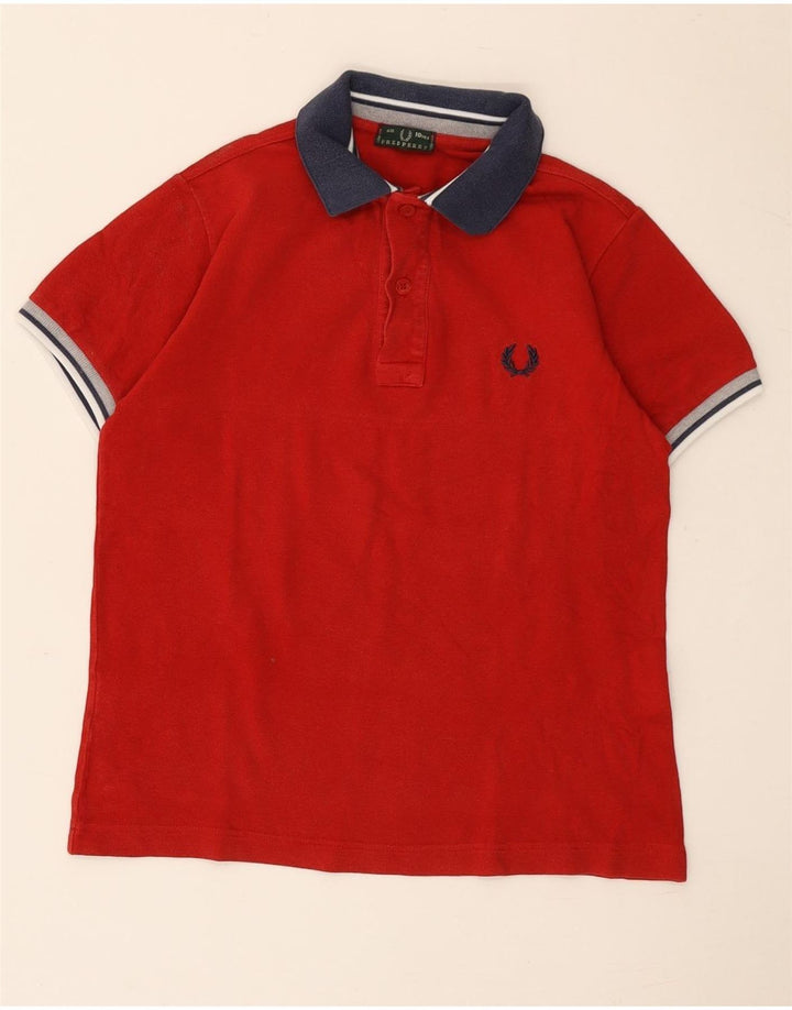 Camisa polo masculina Fred Perry 9-10 anos algodão colorblock vermelho
