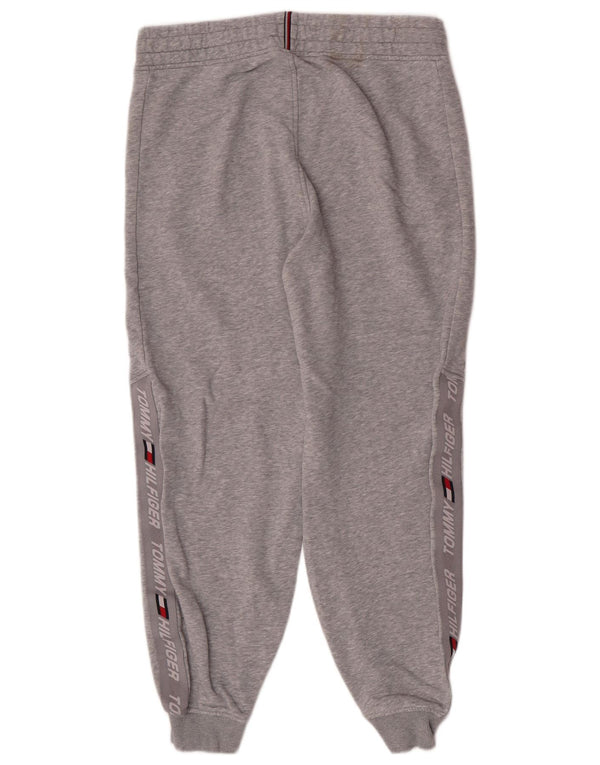 Calça esportiva masculina Tommy Hilfiger com estampa gráfica e corrida pequena cinza esportiva
