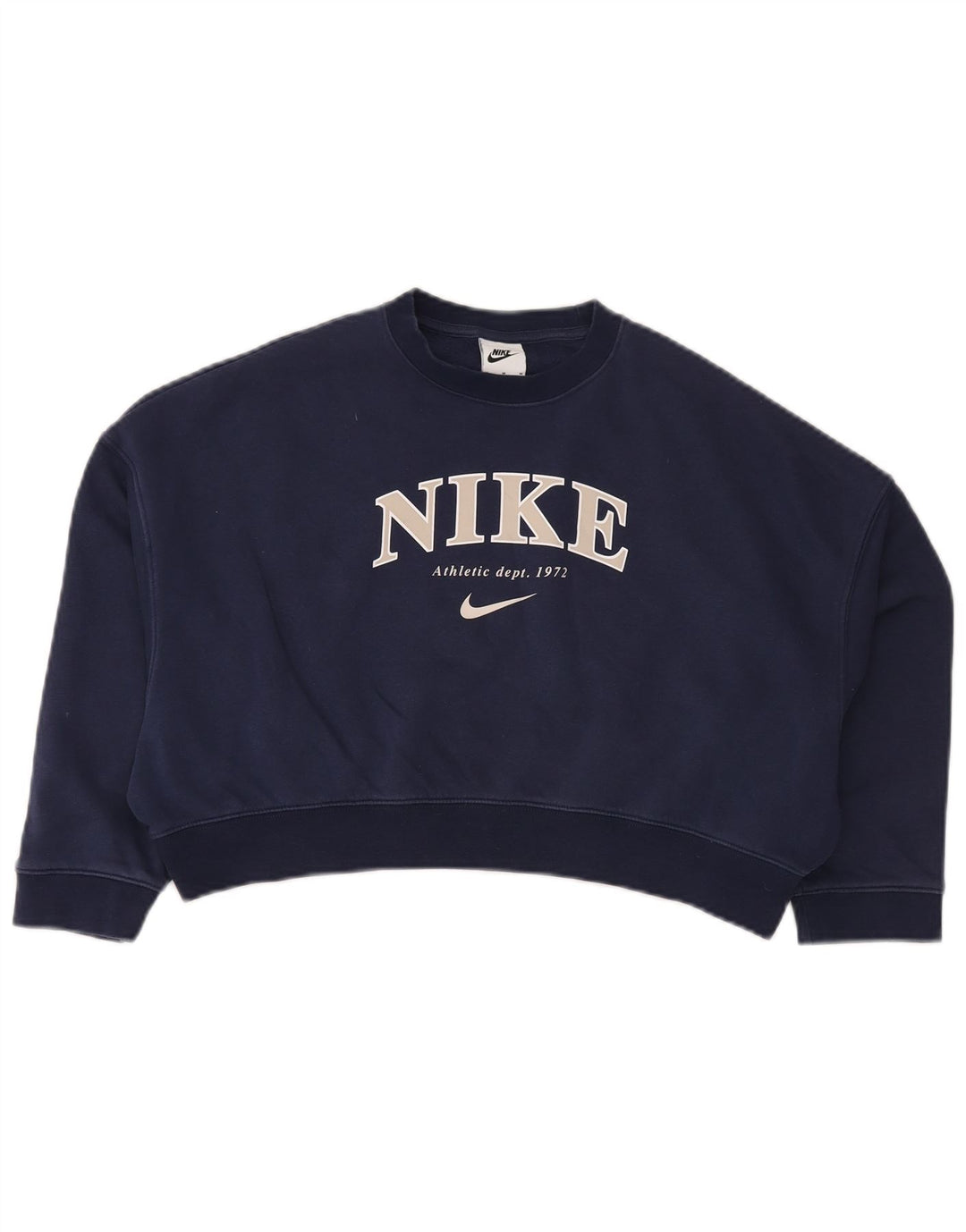 NIKE Girls Crop Oversized Sweatshirt Jumper 10-11 Anos Médio Azul Marinho