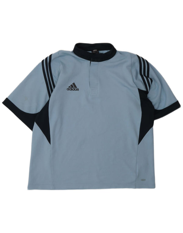 Adidas Mens Polo Shirt Grande Azul Colorblock Poliéster