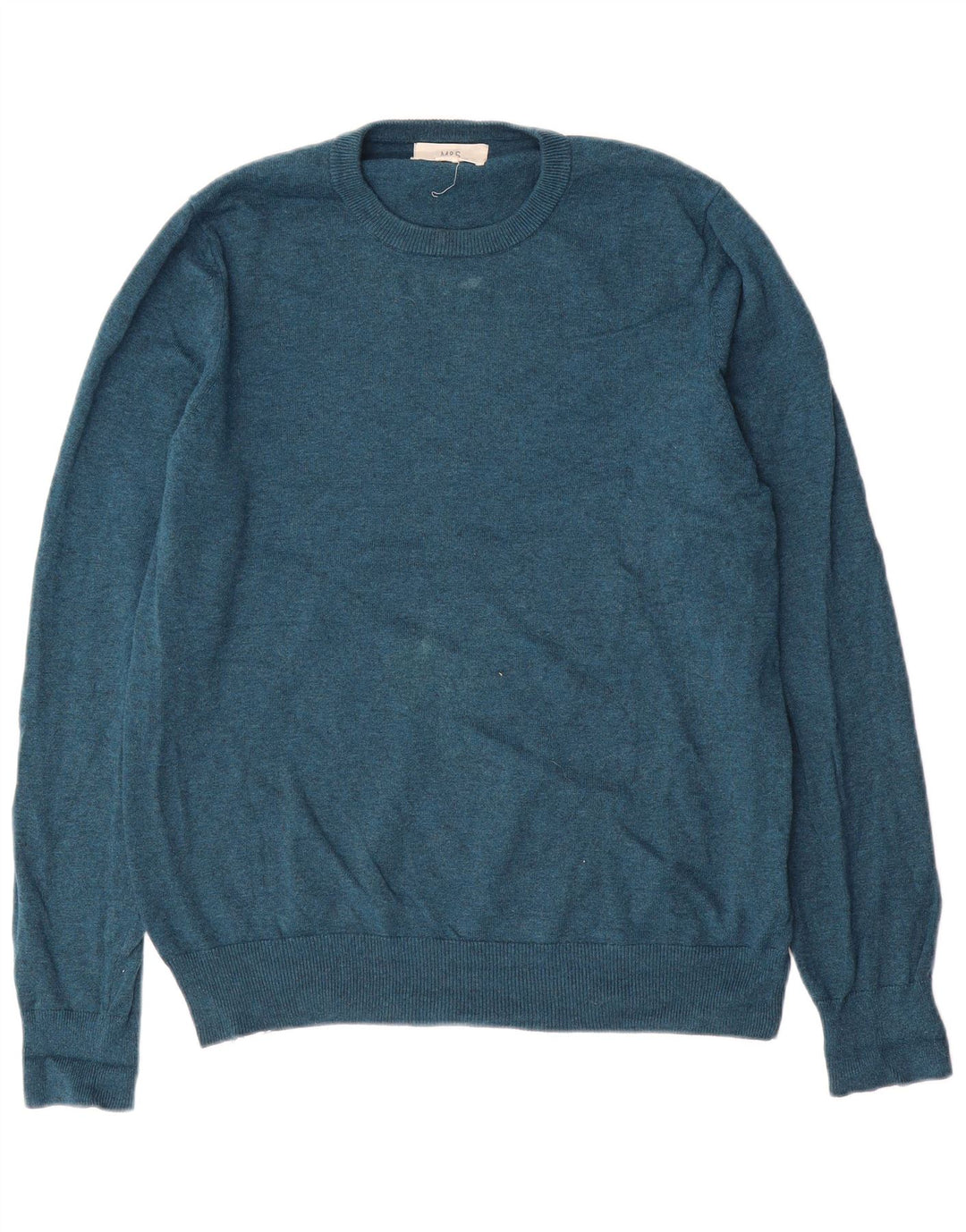 Suéter masculino Marks & Spencer com gola redonda, algodão azul médio