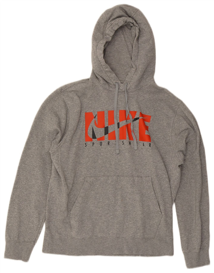 NIKE Mens Graphic Hoodie Jumper Médio Algodão Cinza