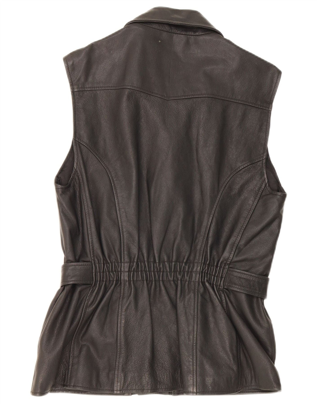 Colete de couro feminino vintage EU 38 médio preto