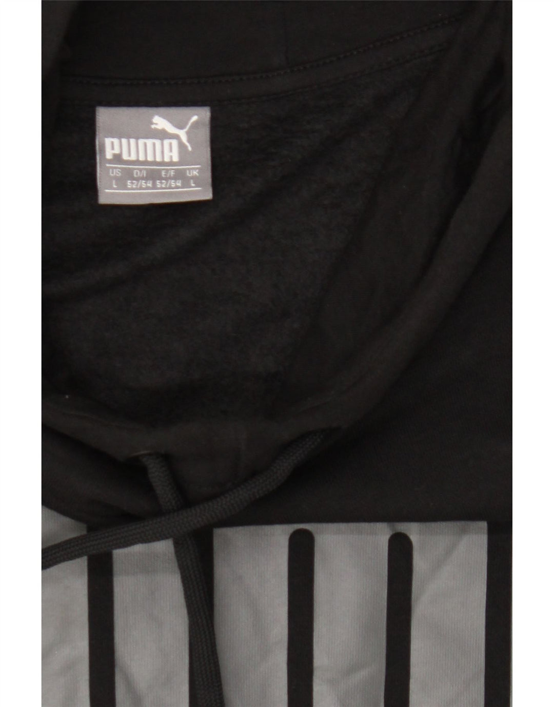 PUMA Mens Graphic Hoodie Jumper Large Black Colourblock Cotton Vintage Puma and Second-Hand Puma from Messina Hembry 