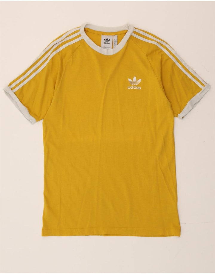 Adidas Mens Camiseta Top Médio Algodão Amarelo