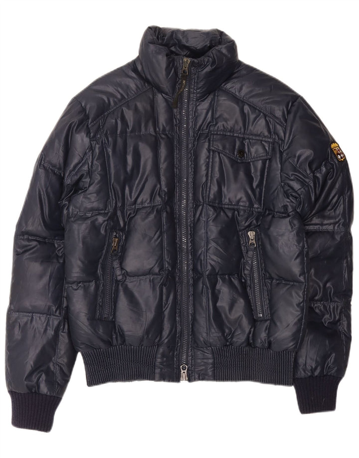 Jaqueta acolchoada masculina Marina Militare UK 40 grande poliéster azul marinho