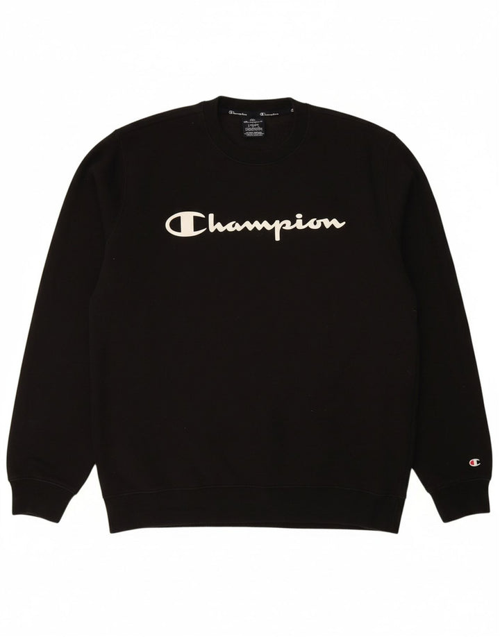CHAMPION Suéter gráfico masculino grande de algodão preto