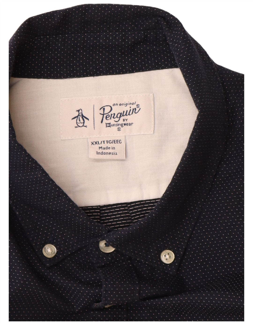 Camisa masculina Penguin 2XL algodão manchado azul marinho