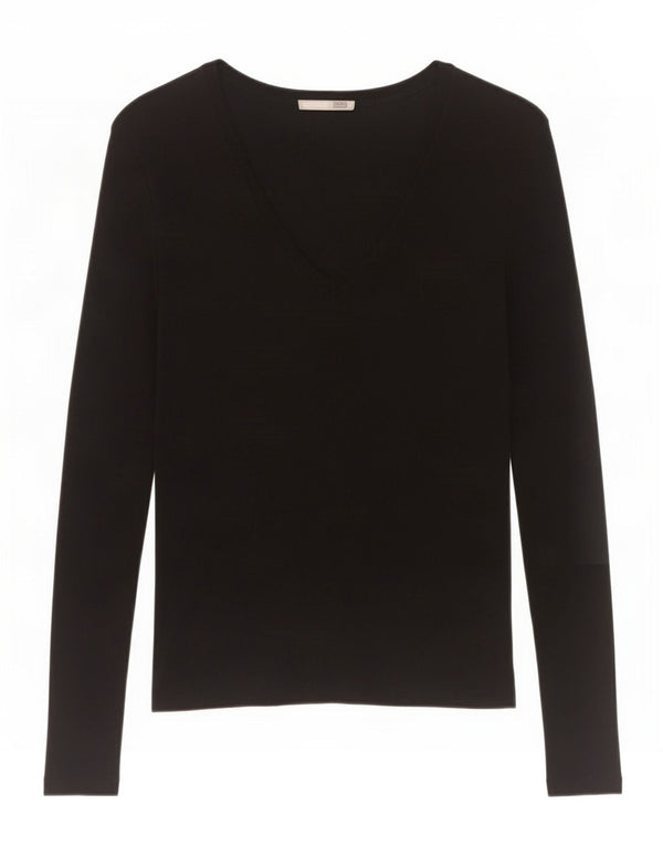 Top feminino Zara manga comprida UK 12 médio preto