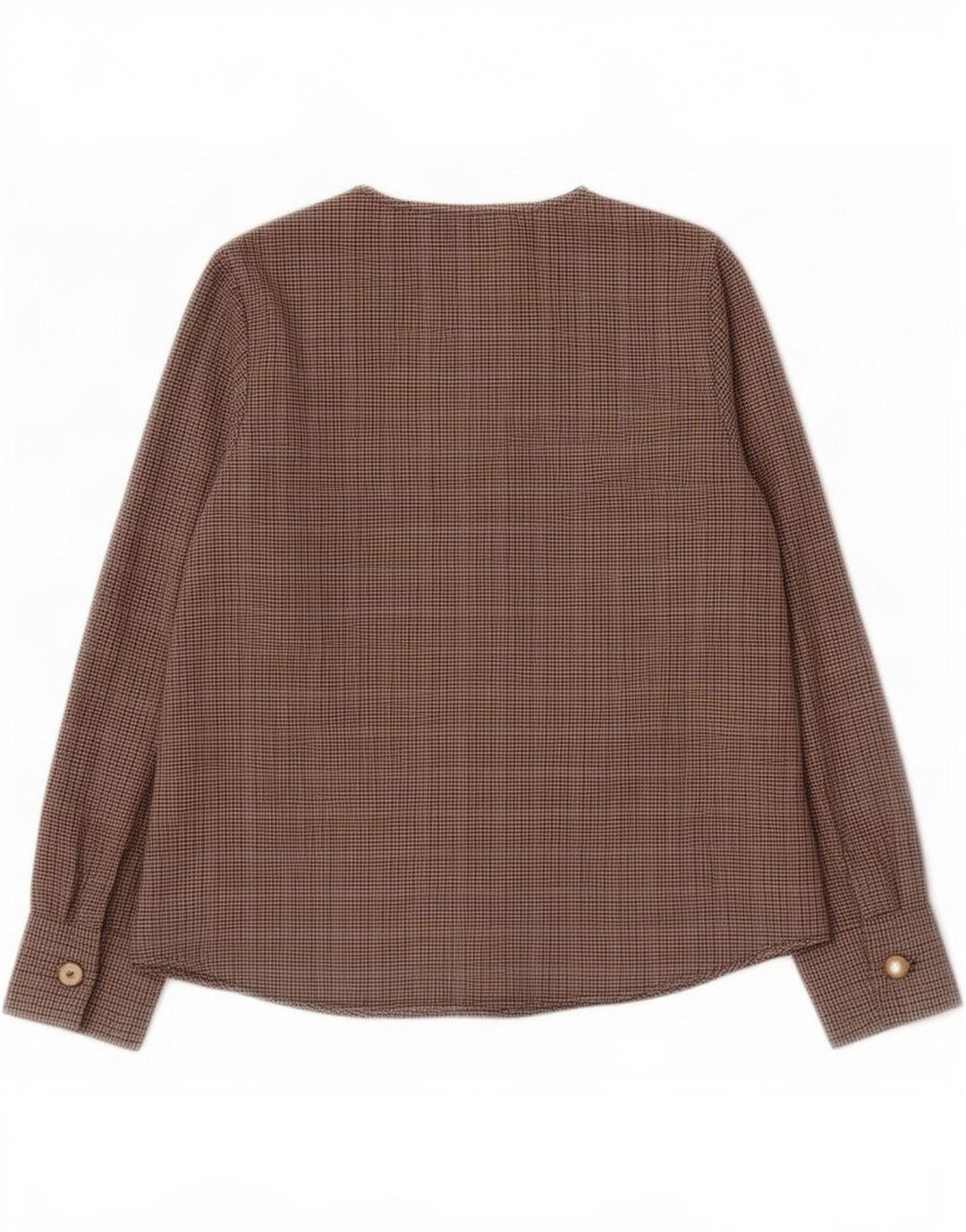 Blusa feminina de manga comprida Zara UK 10 pequena espinha de peixe marrom poliéster
