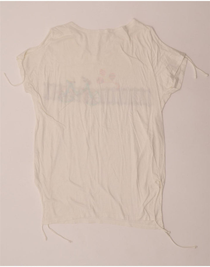 Camiseta gráfica feminina vintage Top IT 44 algodão branco médio