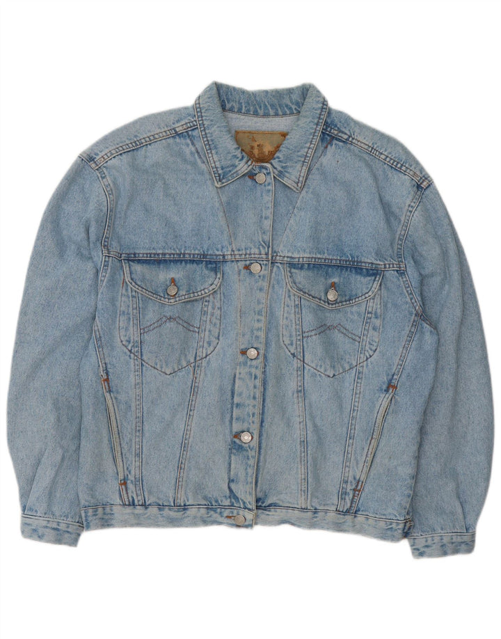 Jaqueta jeans feminina VINTAGE de grandes dimensões Reino Unido 16 grande algodão azul