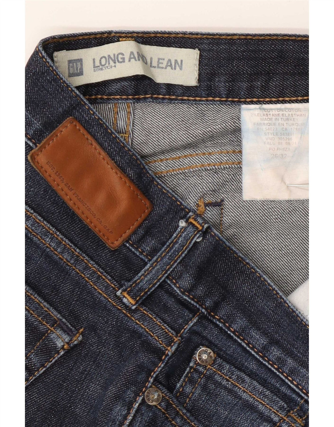 Calça jeans longa bootcut feminina Gap W26 L32 azul marinho algodão