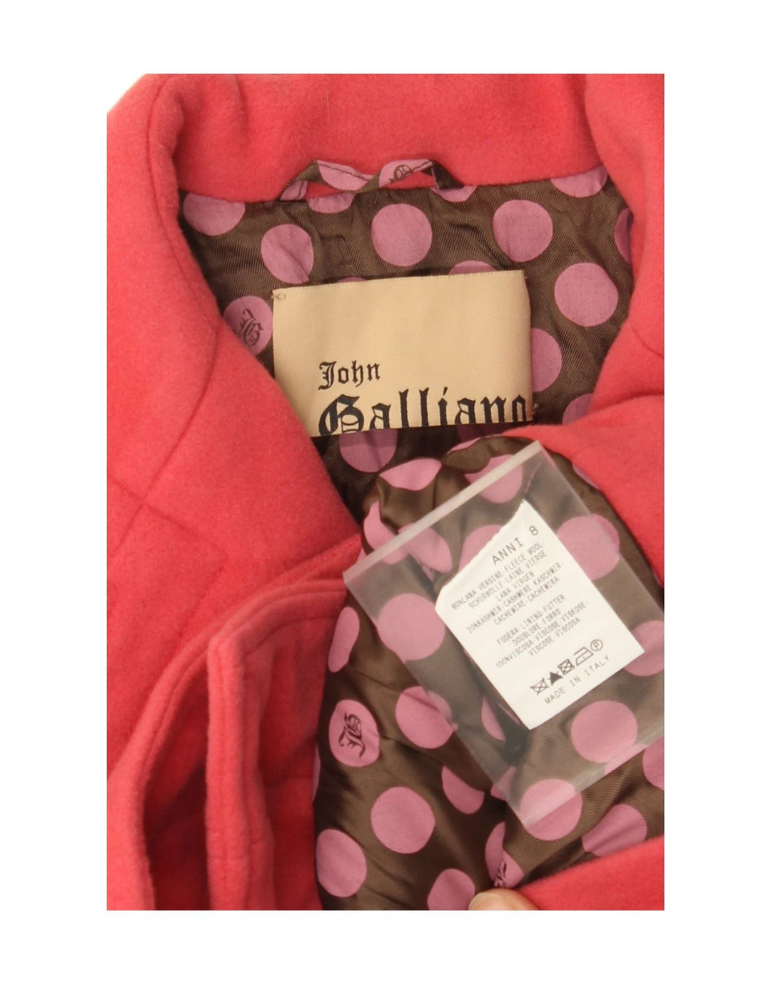 Jaqueta blazer VINTAGE para meninas com peito duplo de 7 a 8 anos de lã rosa