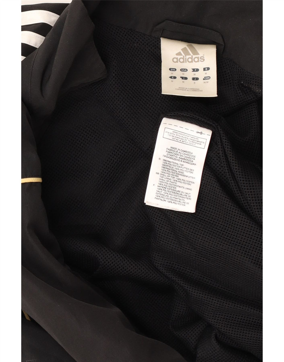 ADIDAS Mens Tracksuit Top Jacket Médio Preto Poliéster