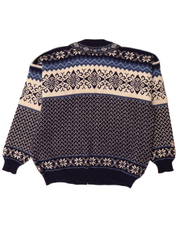 Suéter cardigã masculino Nordstrikk de ajuste regular XL azul marinho Fair Isle